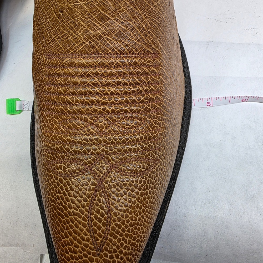 Nocona Western Cowboy Boots Mens 11 EEE Brown Tan, Ostrich Exotic Leather - Picture 9 of 10